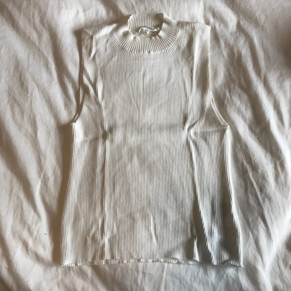Cotton Candy Sleeveless Ribbed Top in Cream